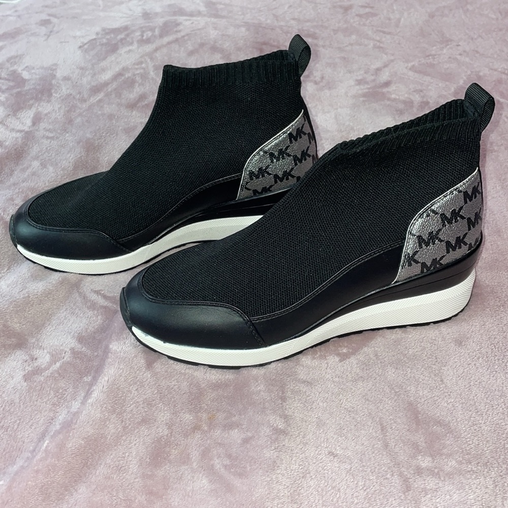 MK Women's Wedge Bootie Sock Sneakers